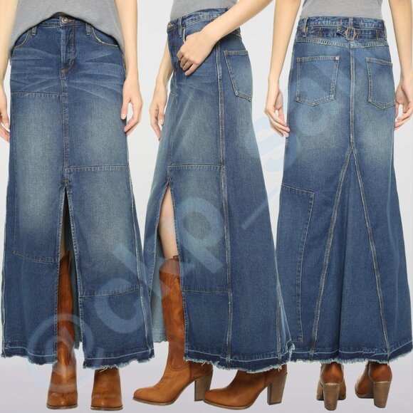 NWOT Free People Leann Patchwork Maxi Skirt Sz 27 - Picture 3 of 16